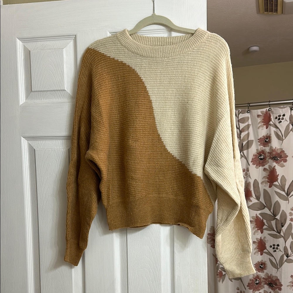 Colorblock Beige and Brown Women's Sweater